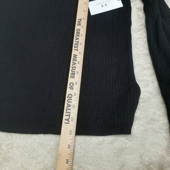 H Halston Women's Black 100% Extra Fine Merino Wool Knit High Neck Pullover Swea - Picture 5 of 9